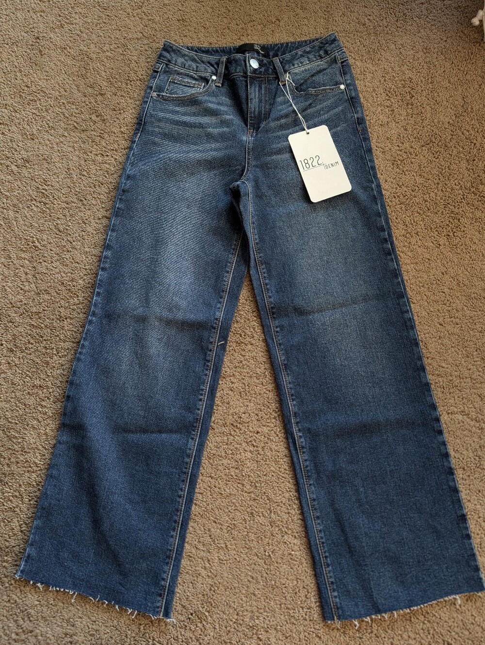 1822 Denim Women's High Rise Wide Leg Jeans in Blue Wash Size 27